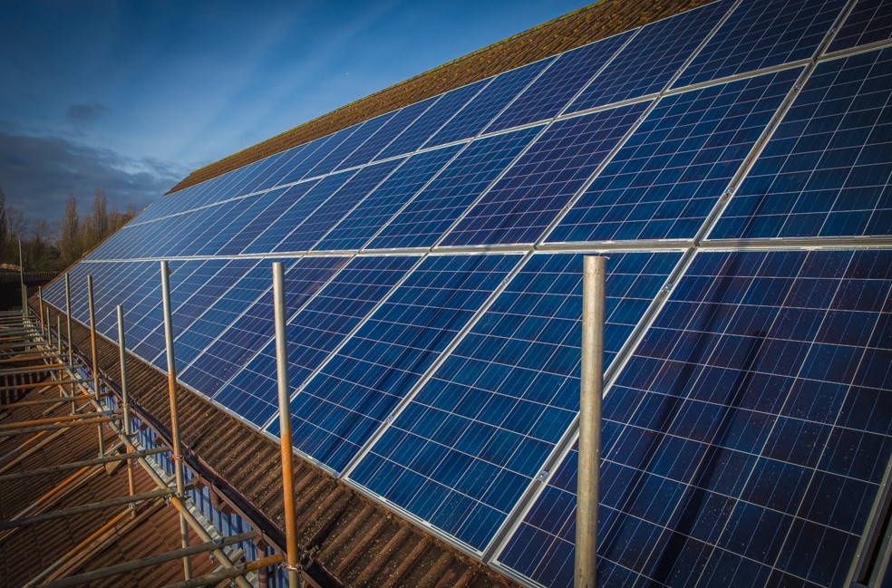 Camphill community solar with scaffolding