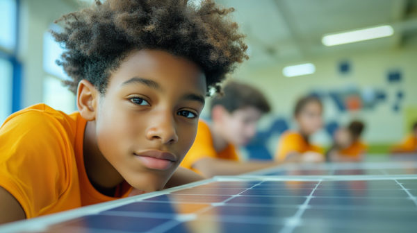 Child learning about solar